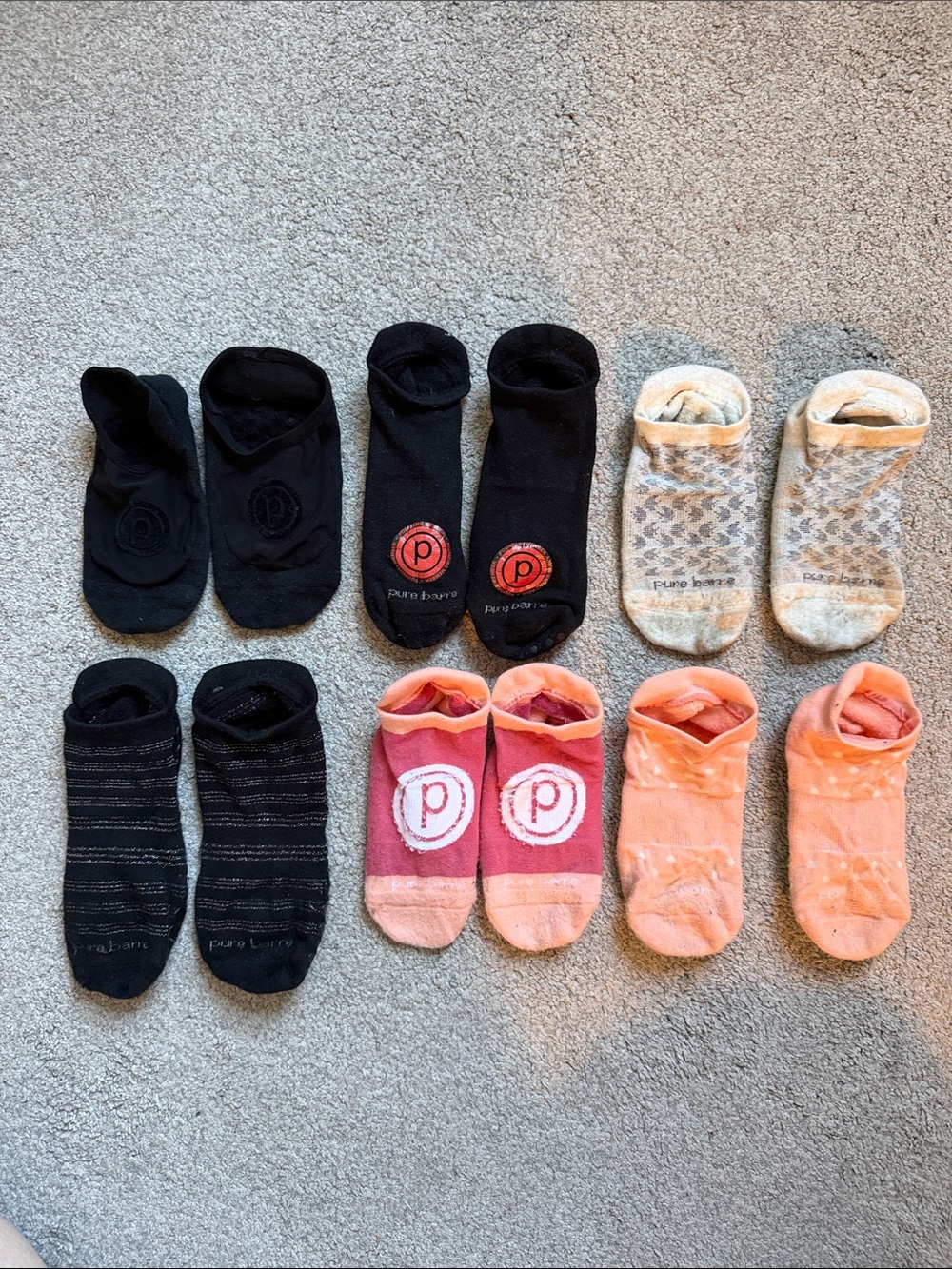 Lot of 6 sets of Pure Barre sticky socks